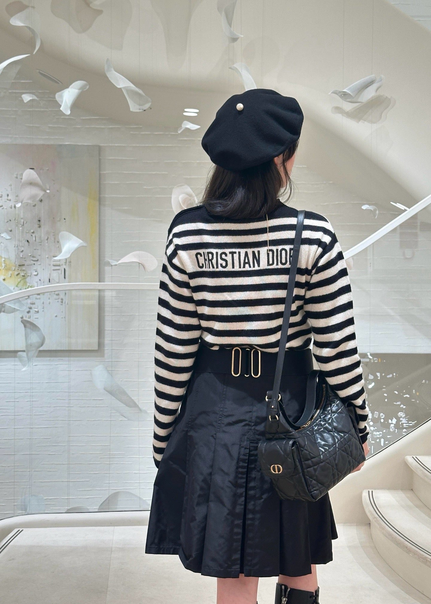 Di 25 New Navy Style Embroidered Letters Cashmere Sweater