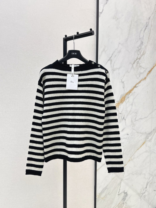 Di 25 New Navy Style Embroidered Letters Cashmere Sweater
