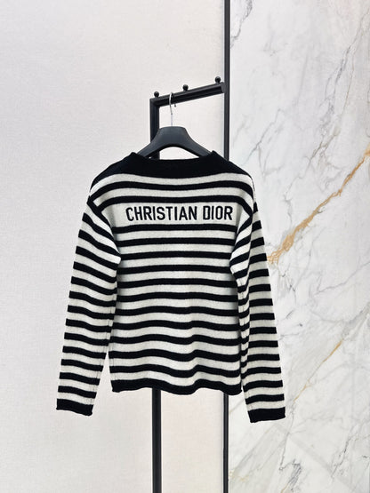 Di 25 New Navy Style Embroidered Letters Cashmere Sweater