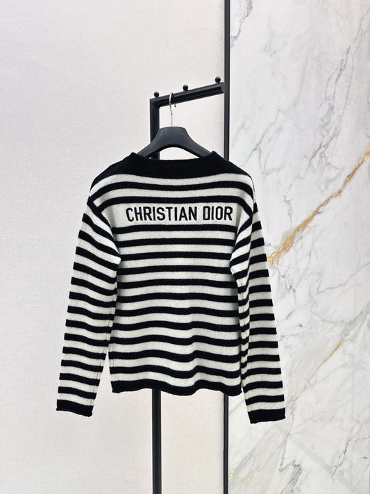 Di 25 New Navy Style Embroidered Letters Cashmere Sweater