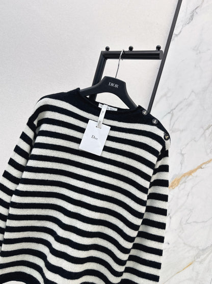 Di 25 New Navy Style Embroidered Letters Cashmere Sweater