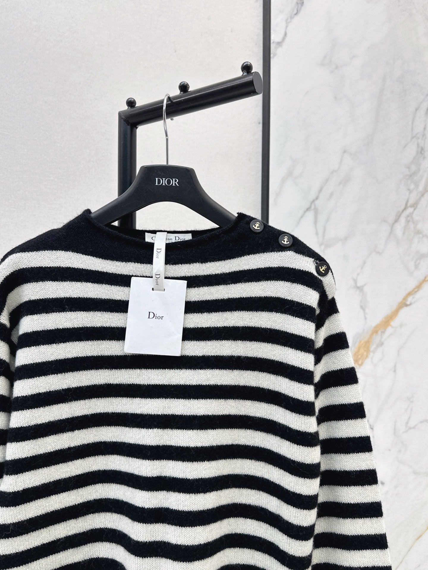 Di 25 New Navy Style Embroidered Letters Cashmere Sweater