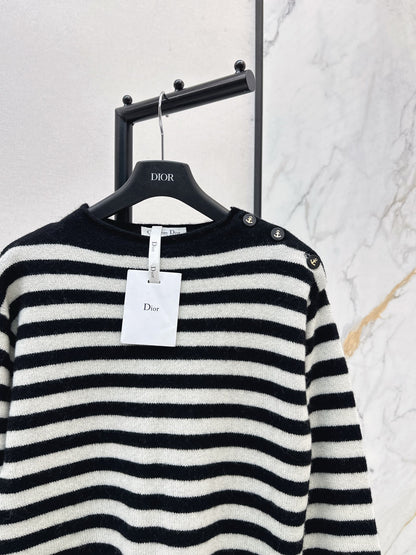 Di 25 New Navy Style Embroidered Letters Cashmere Sweater