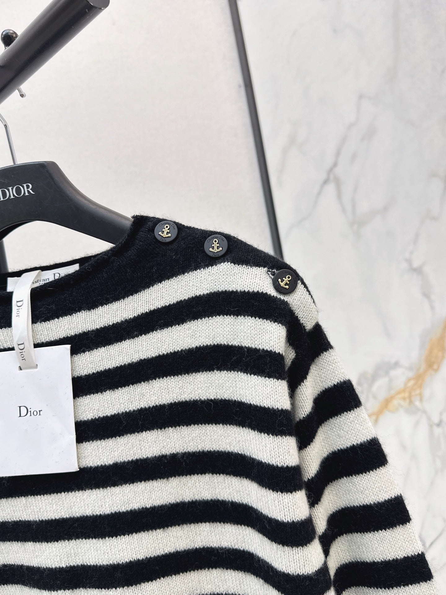 Di 25 New Navy Style Embroidered Letters Cashmere Sweater