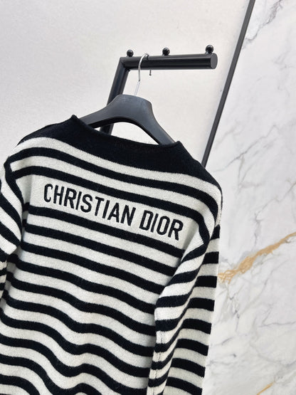 Di 25 New Navy Style Embroidered Letters Cashmere Sweater