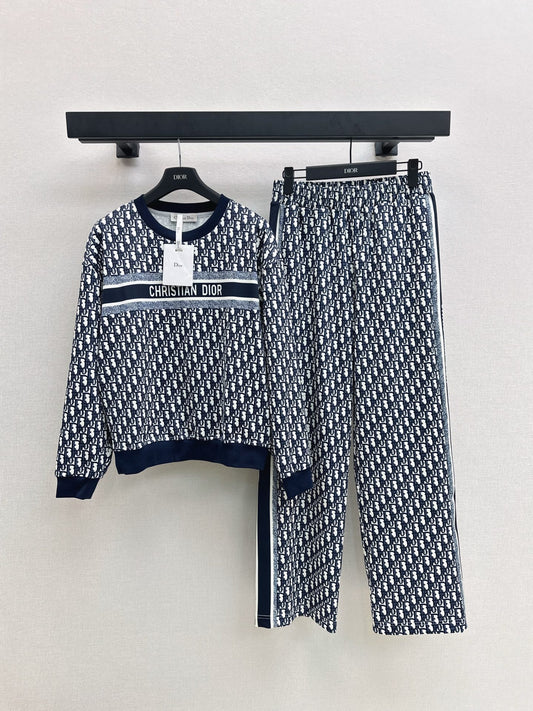 Di 25 Classic logo monogram sweatshirt + elastic waist casual pants set