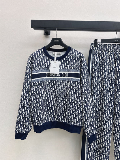 Di 25 Classic logo monogram sweatshirt + elastic waist casual pants set