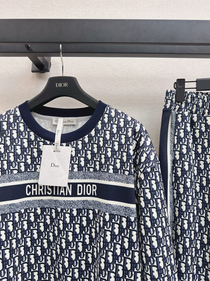 Di 25 Classic logo monogram sweatshirt + elastic waist casual pants set