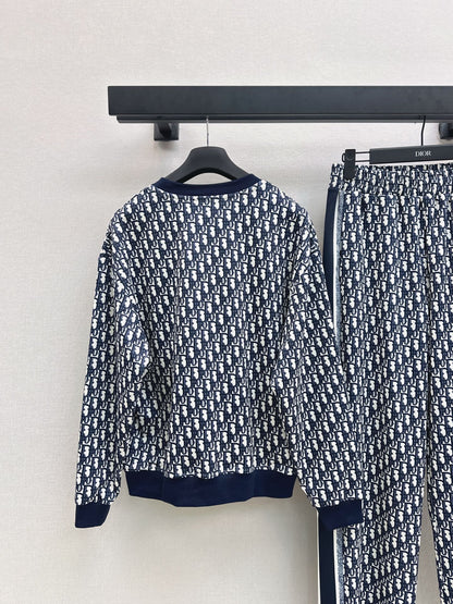 Di 25 Classic logo monogram sweatshirt + elastic waist casual pants set