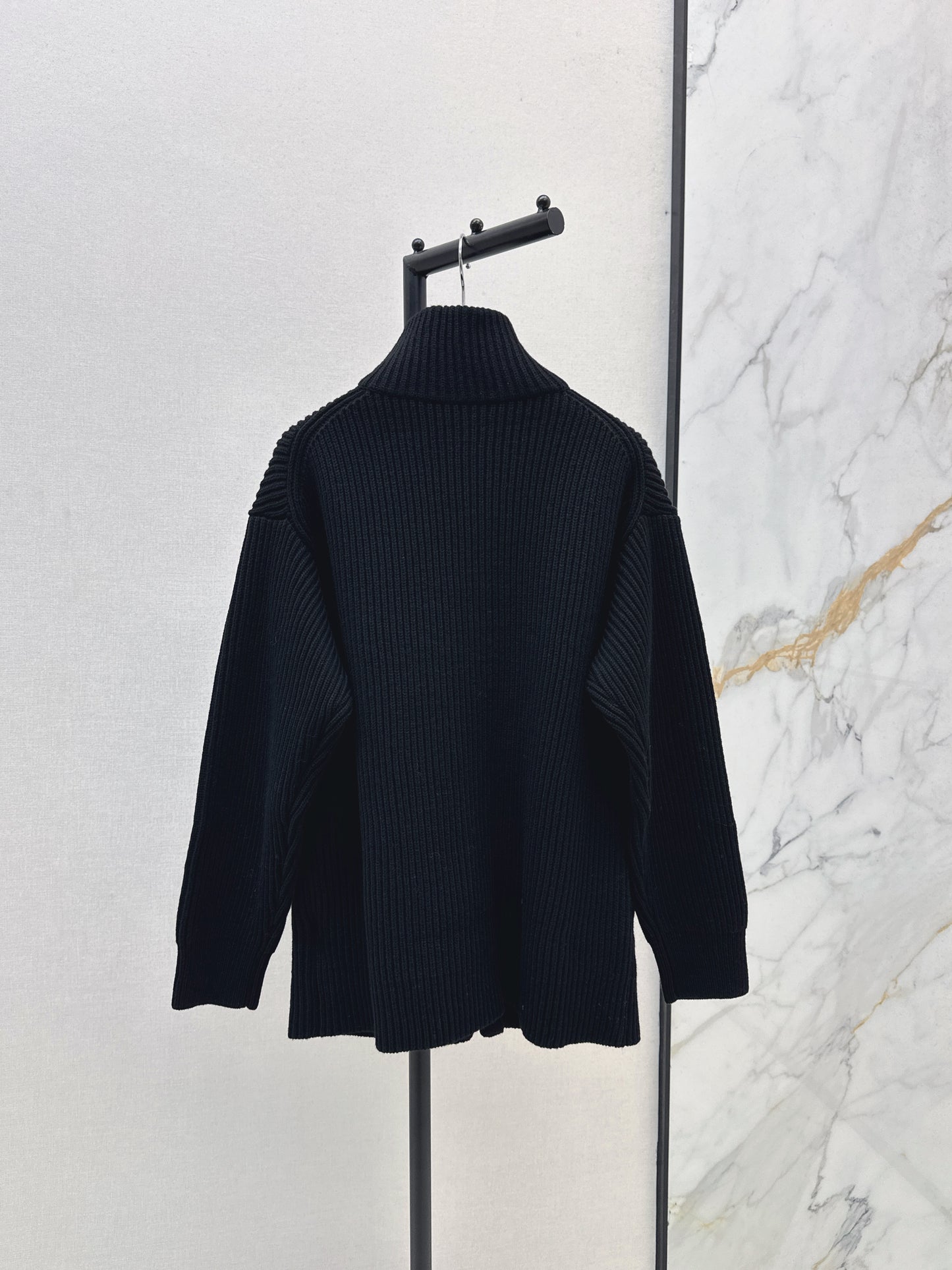 He 25 Mid-length cashmere knitted zip-up jacket(100% cashmere BEIGI/BLACK)