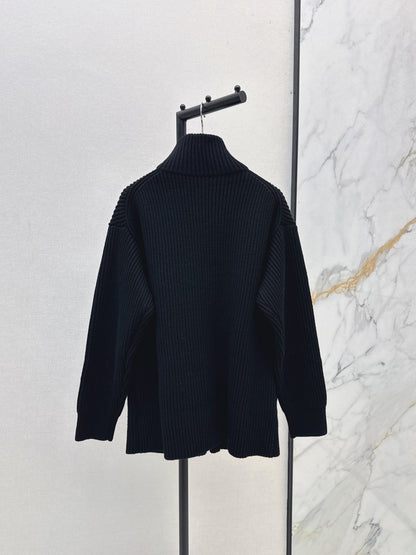 He 25 Mid-length cashmere knitted zip-up jacket(100% cashmere BEIGI/BLACK)