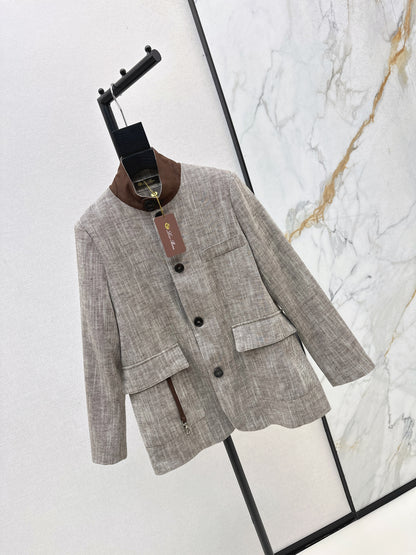 Lor 25fw New high-end gray stand-up collar jacket