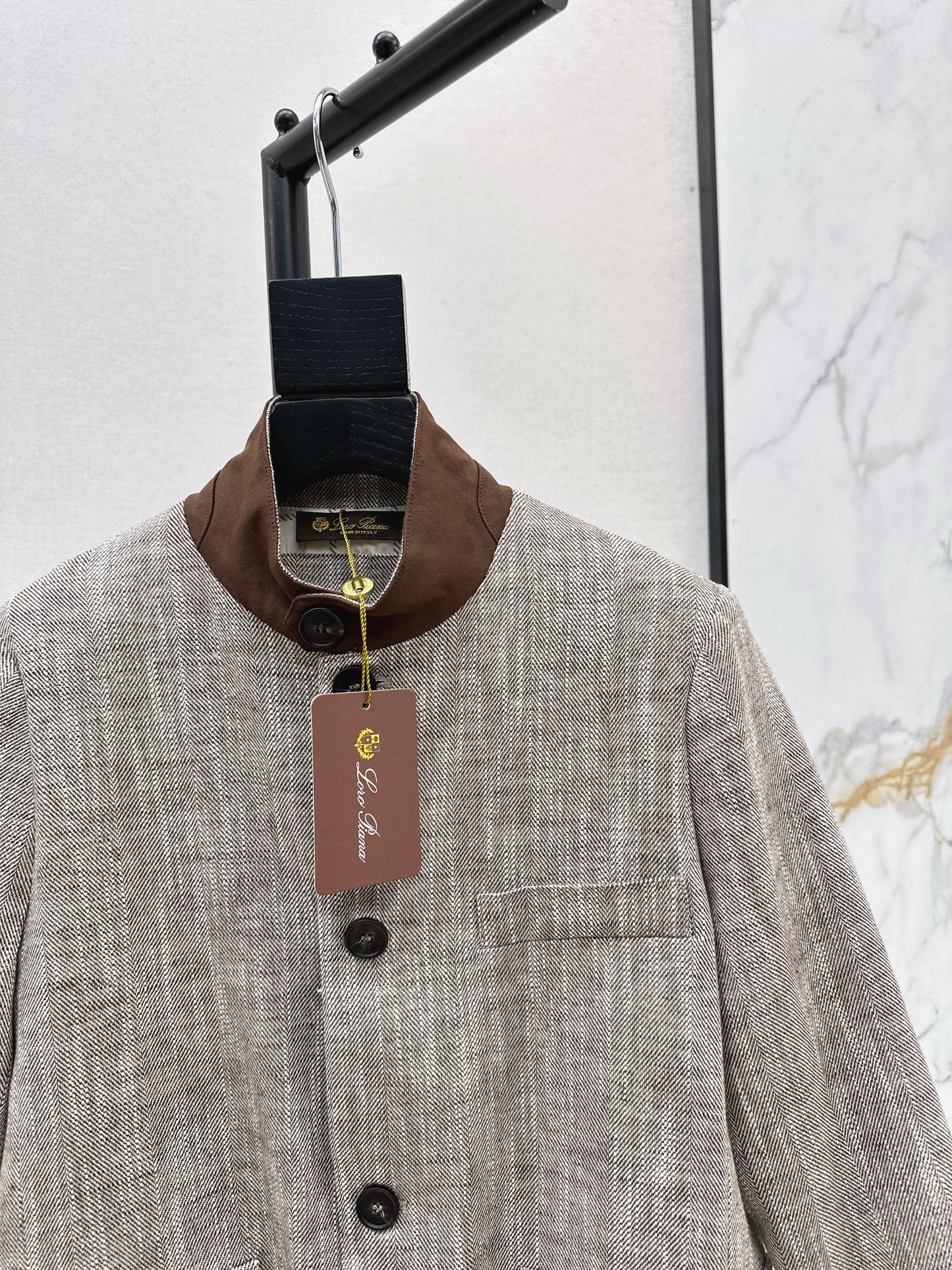 Lor 25fw New high-end gray stand-up collar jacket