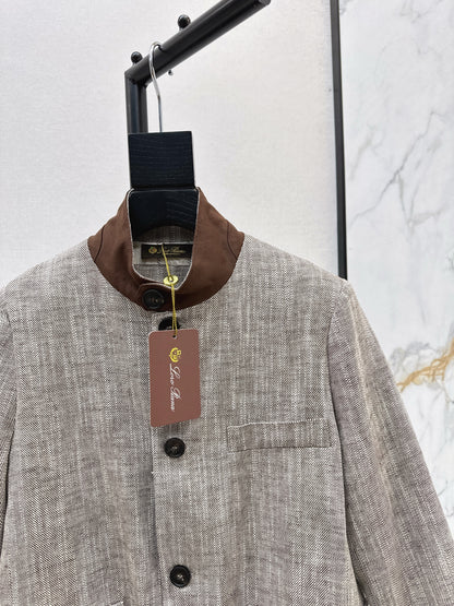 Lor 25fw New high-end gray stand-up collar jacket