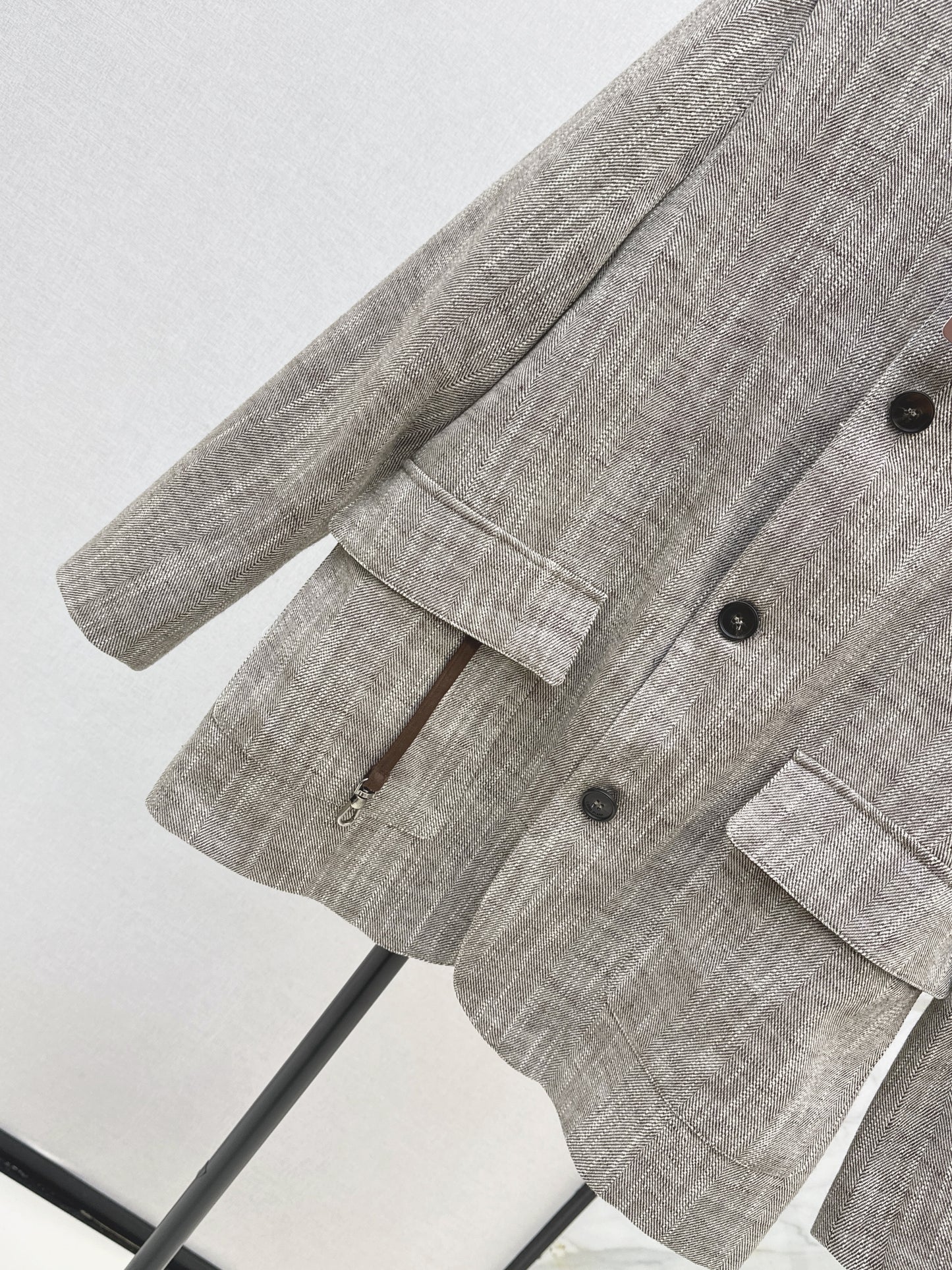 Lor 25fw New high-end gray stand-up collar jacket