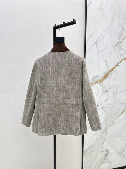 Lor 25fw New high-end gray stand-up collar jacket