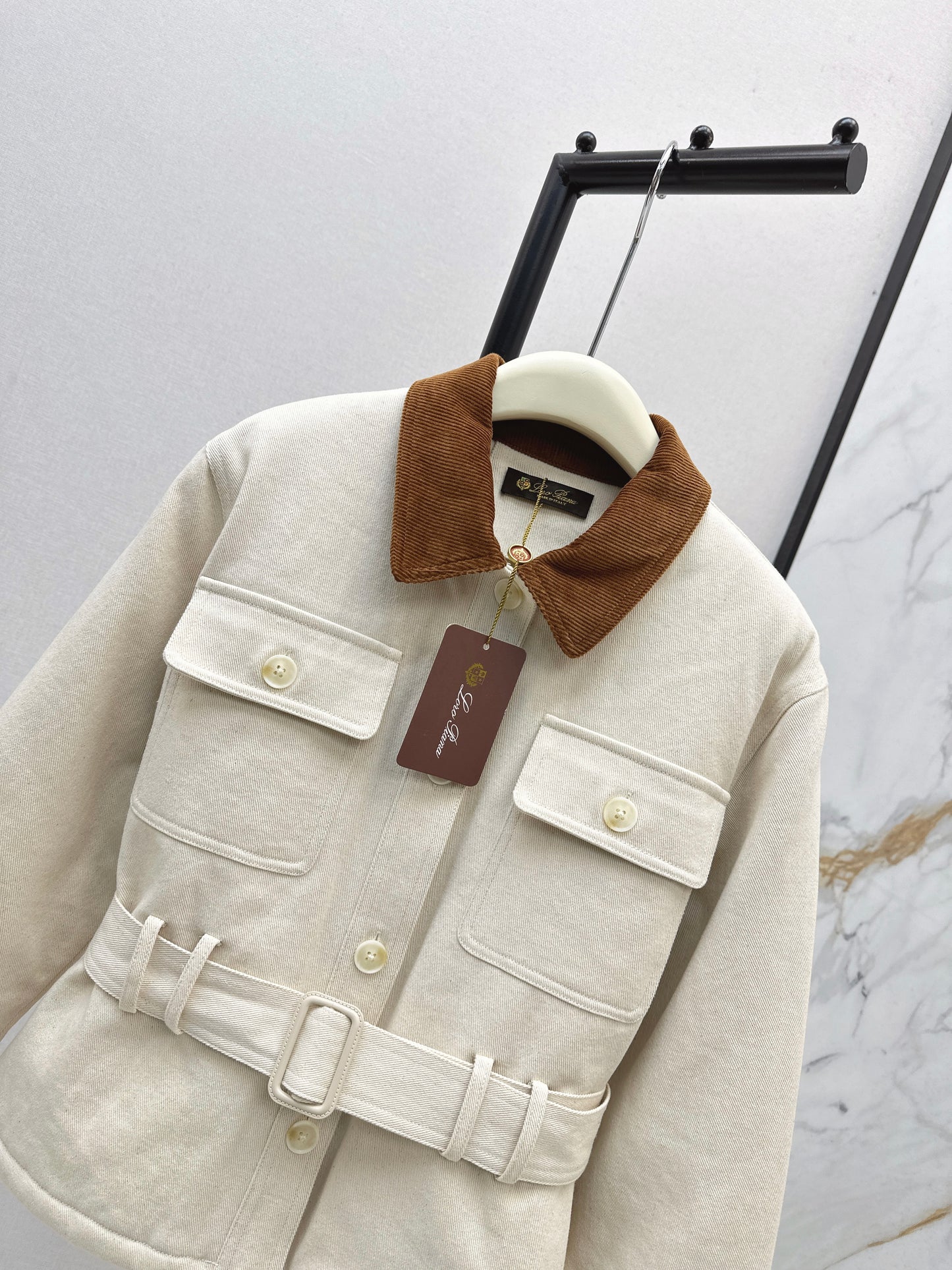 Lor 25fw New style quilted windbreaker with waist design(KHAKI/BEIGI)