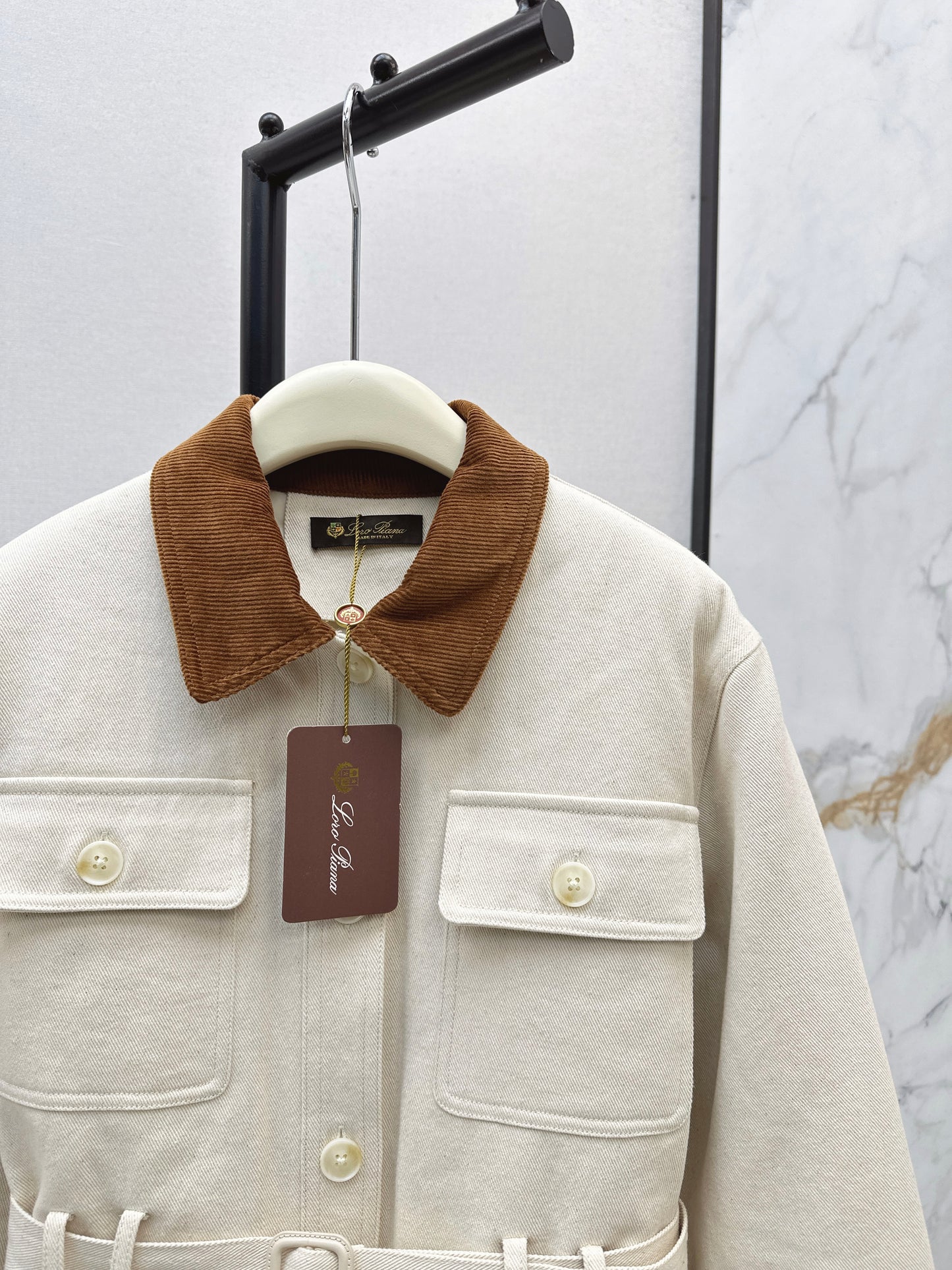 Lor 25fw New style quilted windbreaker with waist design(KHAKI/BEIGI)