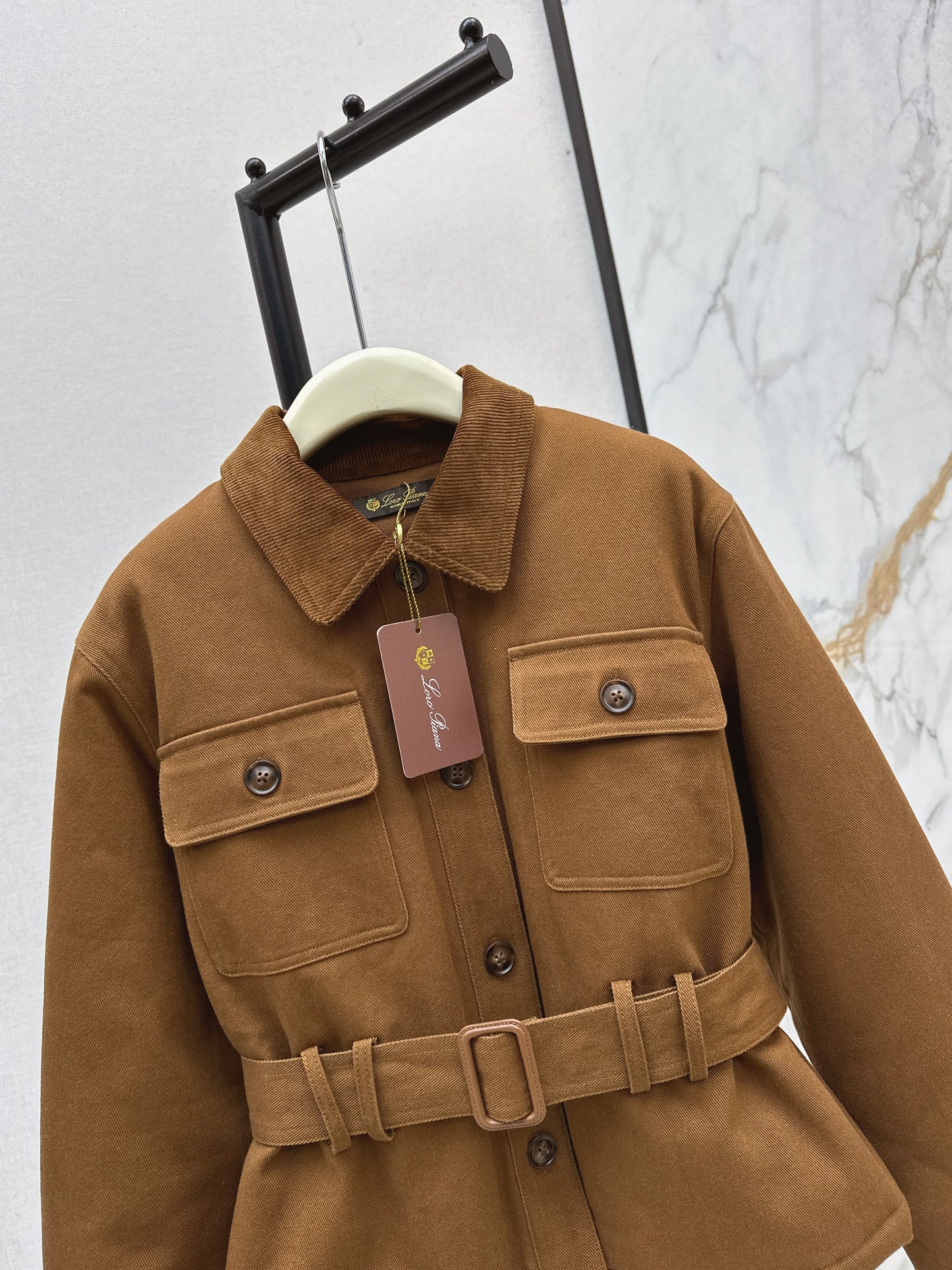 Lor 25fw New style quilted windbreaker with waist design(KHAKI/BEIGI)