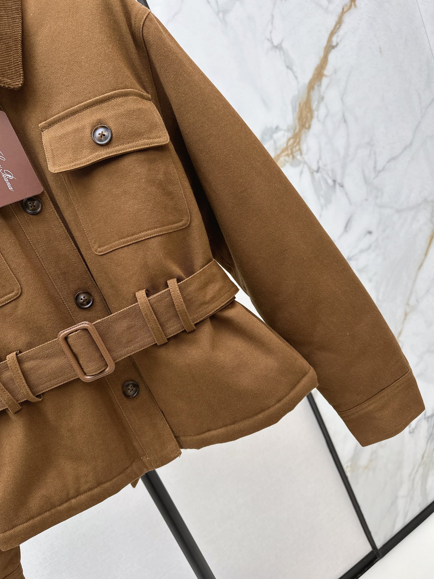 Lor 25fw New style quilted windbreaker with waist design(KHAKI/BEIGI)