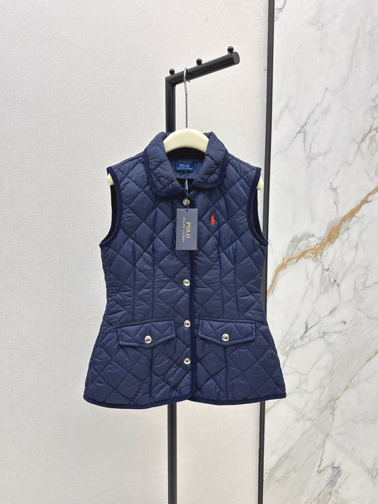 Ral 25 New retro pony pattern embroidery padded vest jacket(WHITE/KHAKI/NAVY)