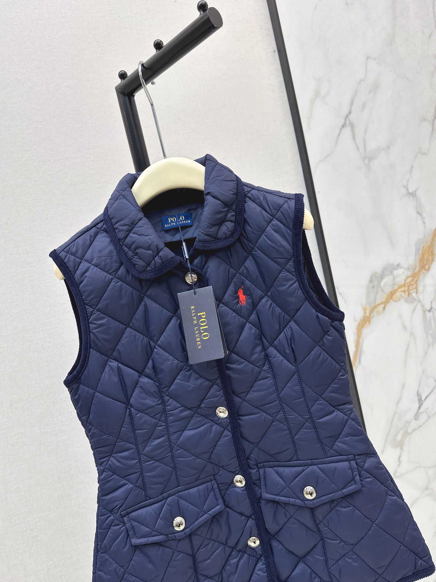 Ral 25 New retro pony pattern embroidery padded vest jacket(WHITE/KHAKI/NAVY)