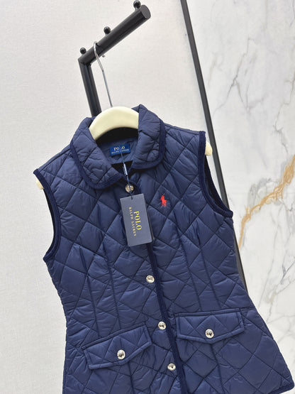 Ral 25 New retro pony pattern embroidery padded vest jacket(WHITE/KHAKI/NAVY)