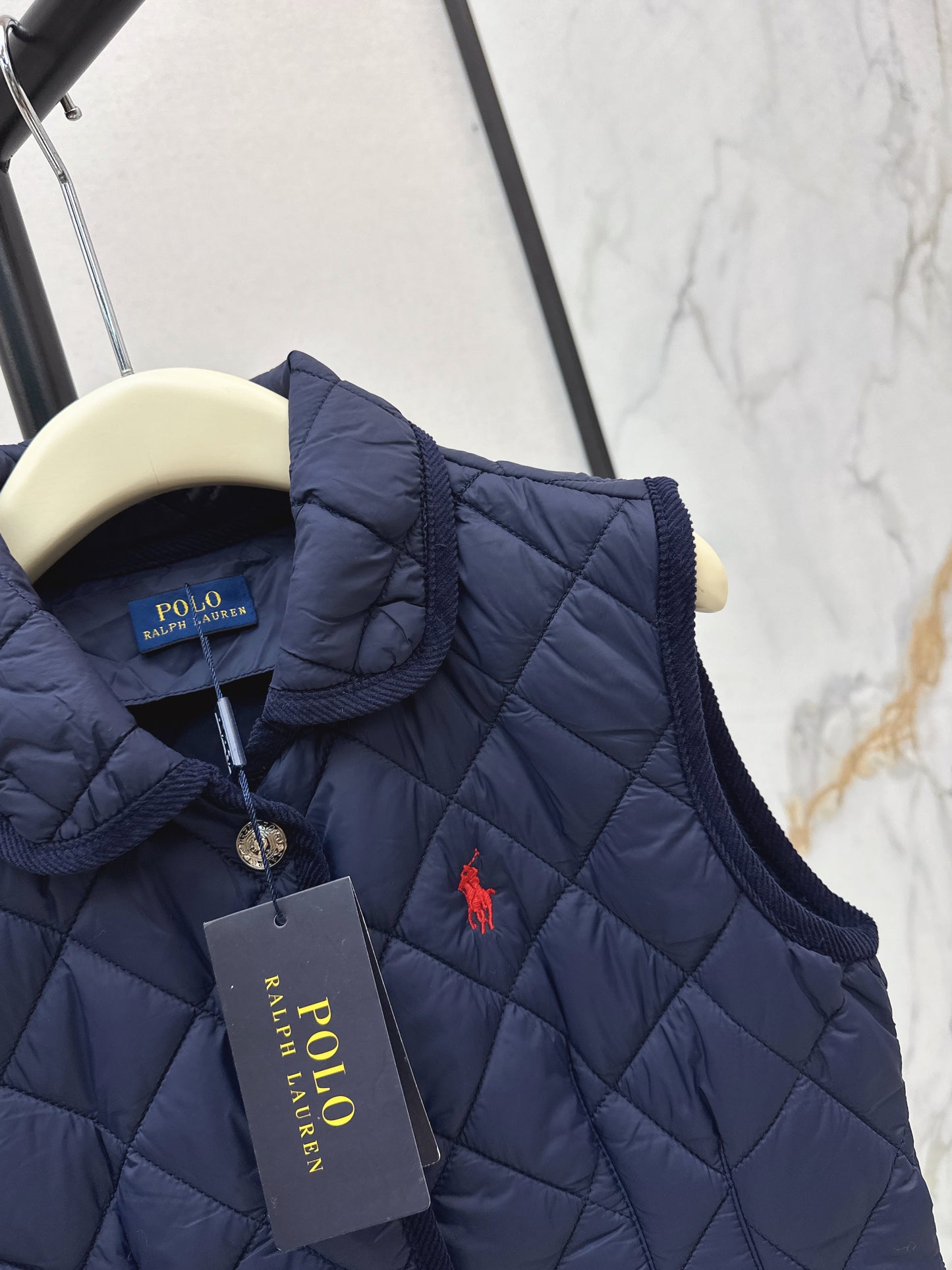 Ral 25 New retro pony pattern embroidery padded vest jacket(WHITE/KHAKI/NAVY)