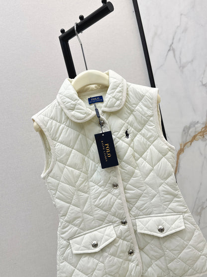 Ral 25 New retro pony pattern embroidery padded vest jacket(WHITE/KHAKI/NAVY)