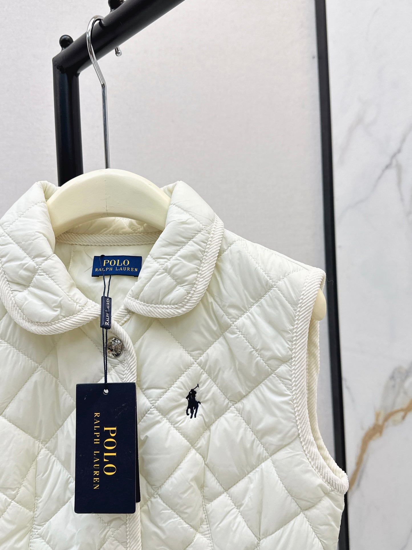 Ral 25 New retro pony pattern embroidery padded vest jacket(WHITE/KHAKI/NAVY)