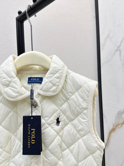 Ral 25 New retro pony pattern embroidery padded vest jacket(WHITE/KHAKI/NAVY)