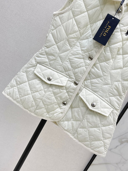 Ral 25 New retro pony pattern embroidery padded vest jacket(WHITE/KHAKI/NAVY)