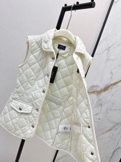 Ral 25 New retro pony pattern embroidery padded vest jacket(WHITE/KHAKI/NAVY)