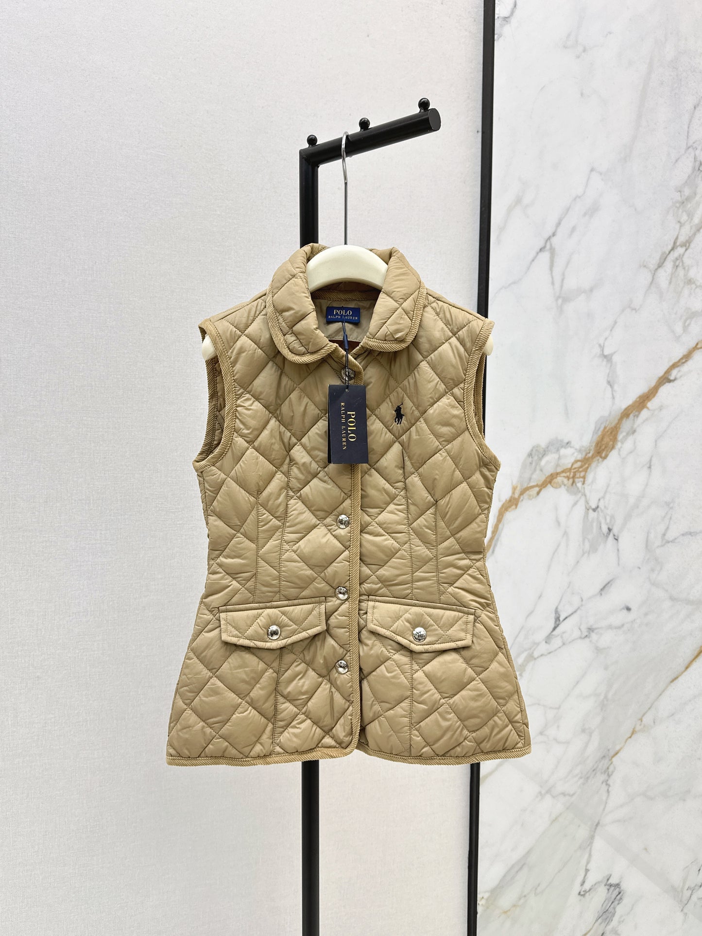 Ral 25 New retro pony pattern embroidery padded vest jacket(WHITE/KHAKI/NAVY)