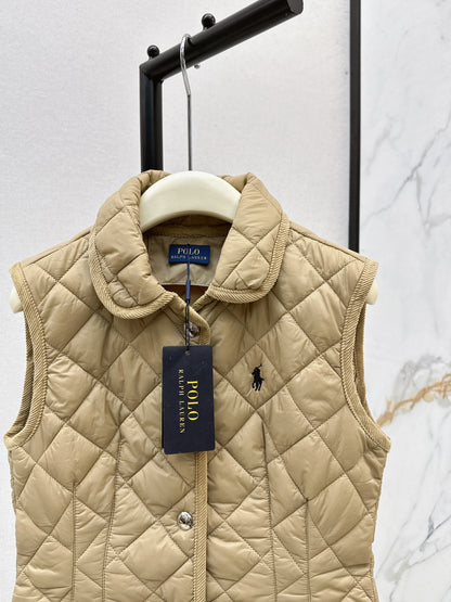 Ral 25 New retro pony pattern embroidery padded vest jacket(WHITE/KHAKI/NAVY)