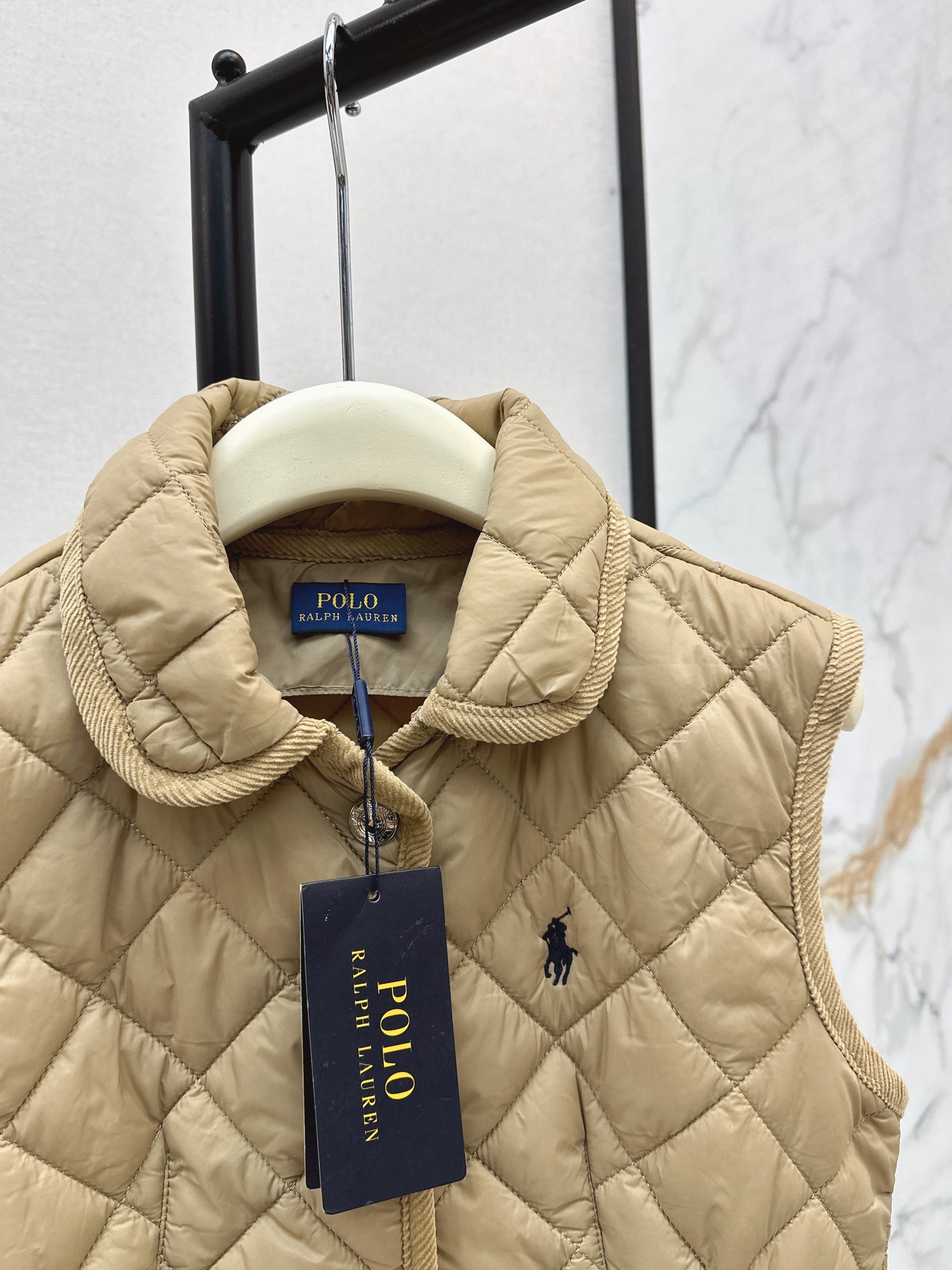 Ral 25 New retro pony pattern embroidery padded vest jacket(WHITE/KHAKI/NAVY)