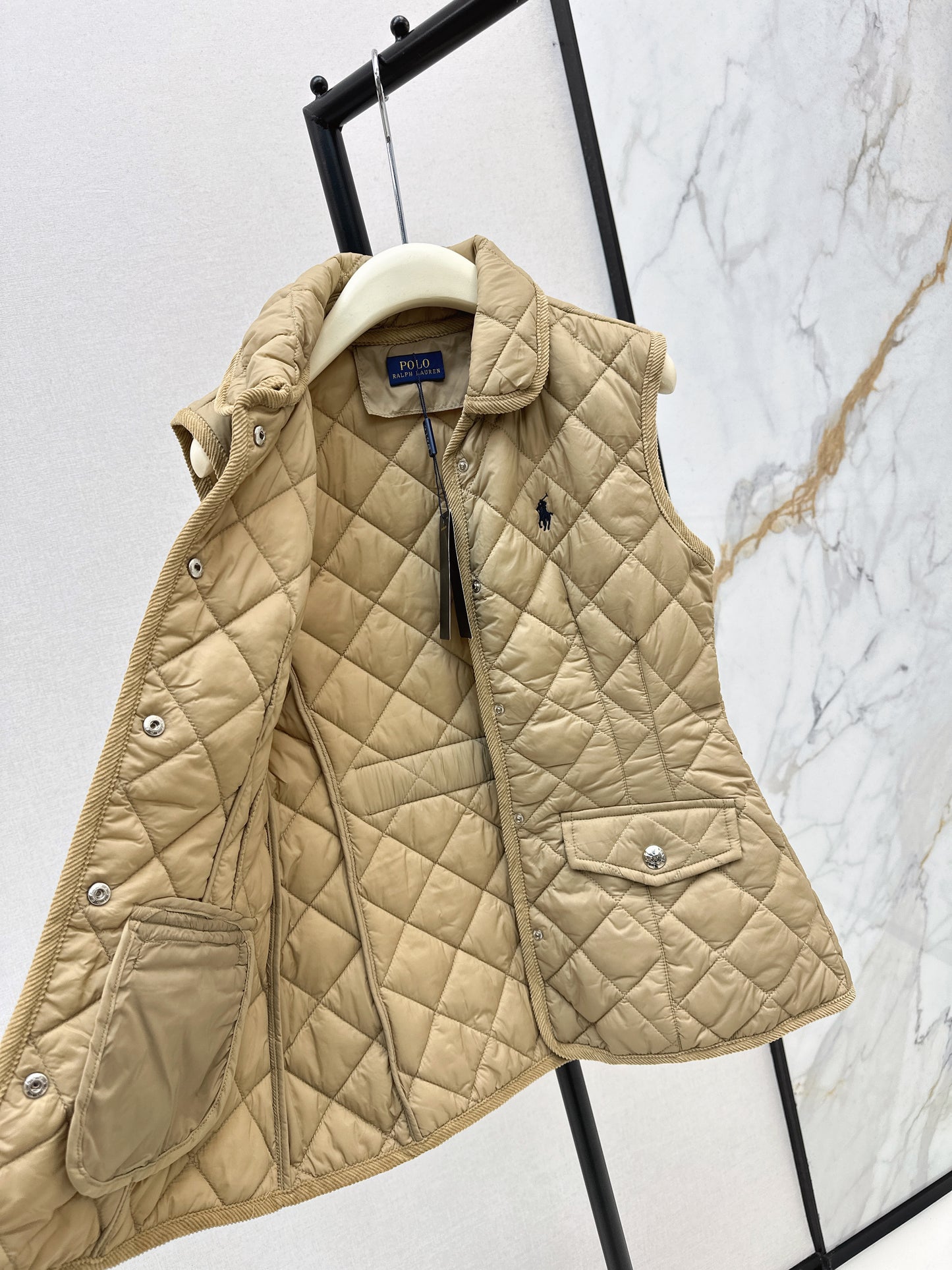 Ral 25 New retro pony pattern embroidery padded vest jacket(WHITE/KHAKI/NAVY)