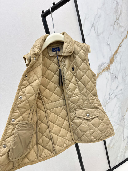 Ral 25 New retro pony pattern embroidery padded vest jacket(WHITE/KHAKI/NAVY)
