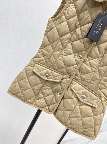 Ral 25 New retro pony pattern embroidery padded vest jacket(WHITE/KHAKI/NAVY)