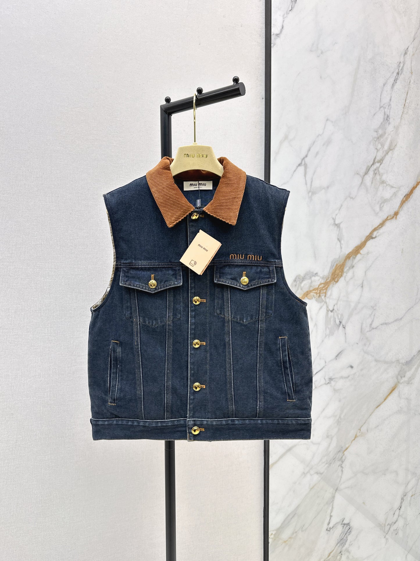 Mi 25 Lapel denim cotton vest jacket
