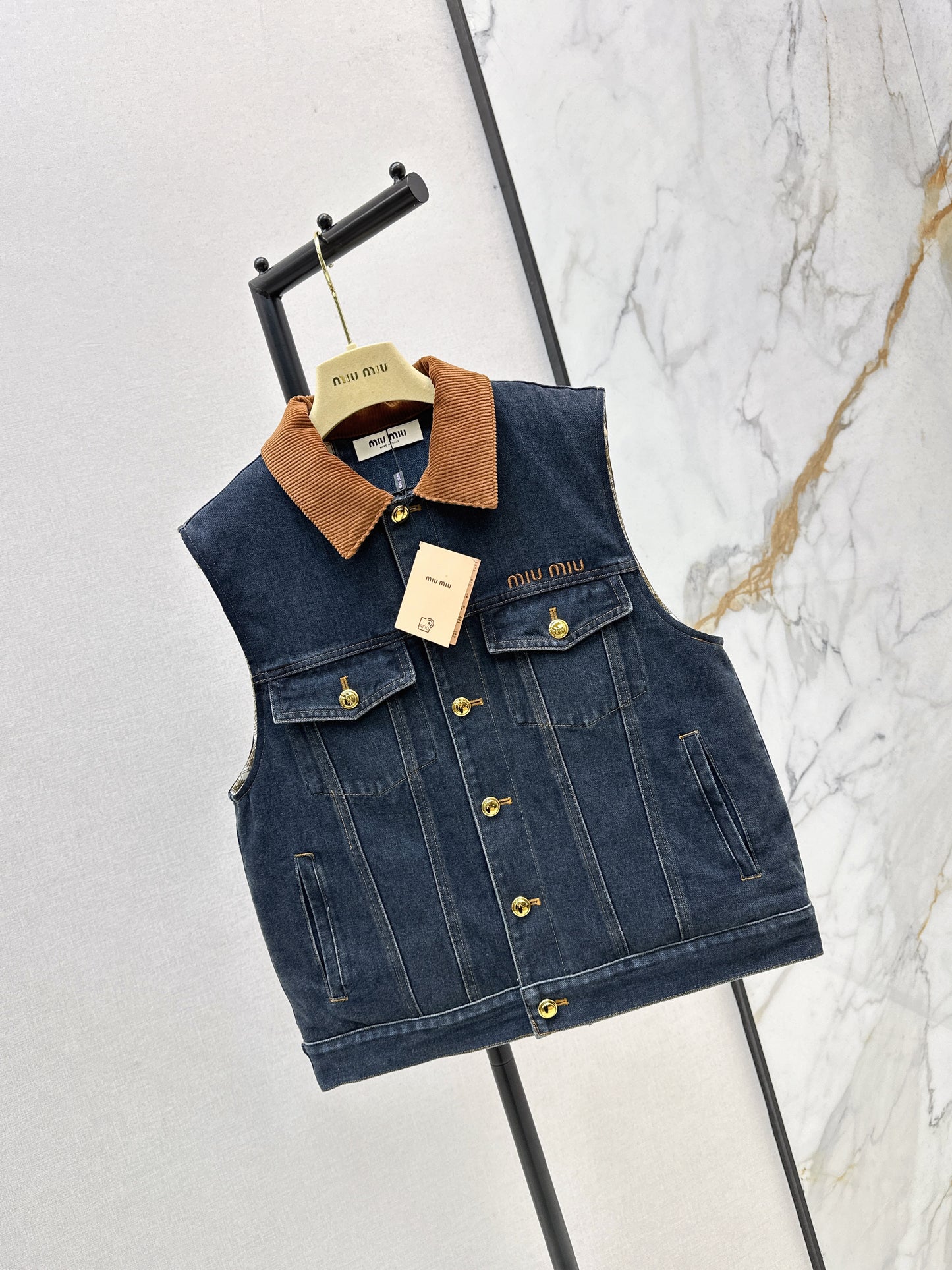 Mi 25 Lapel denim cotton vest jacket