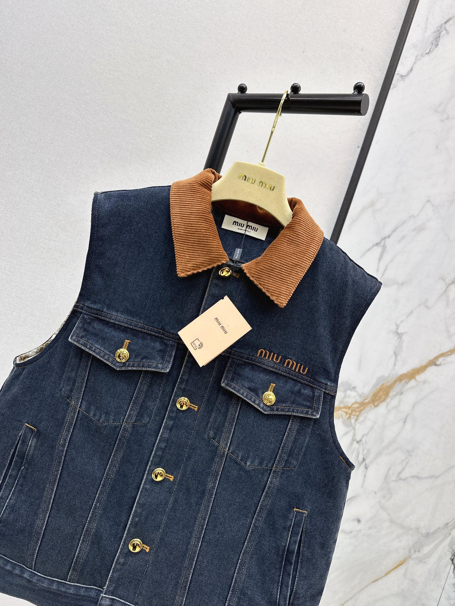 Mi 25 Lapel denim cotton vest jacket