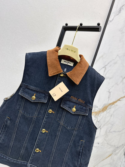 Mi 25 Lapel denim cotton vest jacket