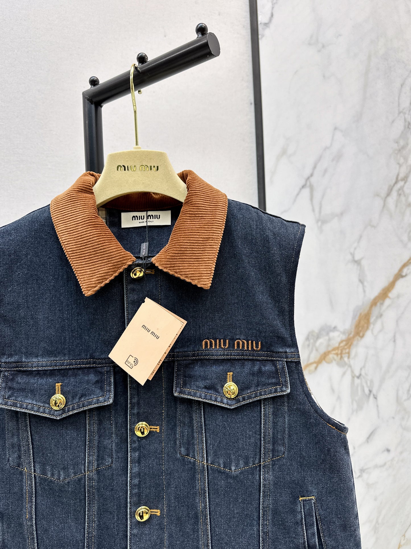 Mi 25 Lapel denim cotton vest jacket
