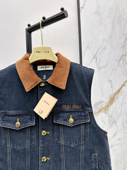 Mi 25 Lapel denim cotton vest jacket