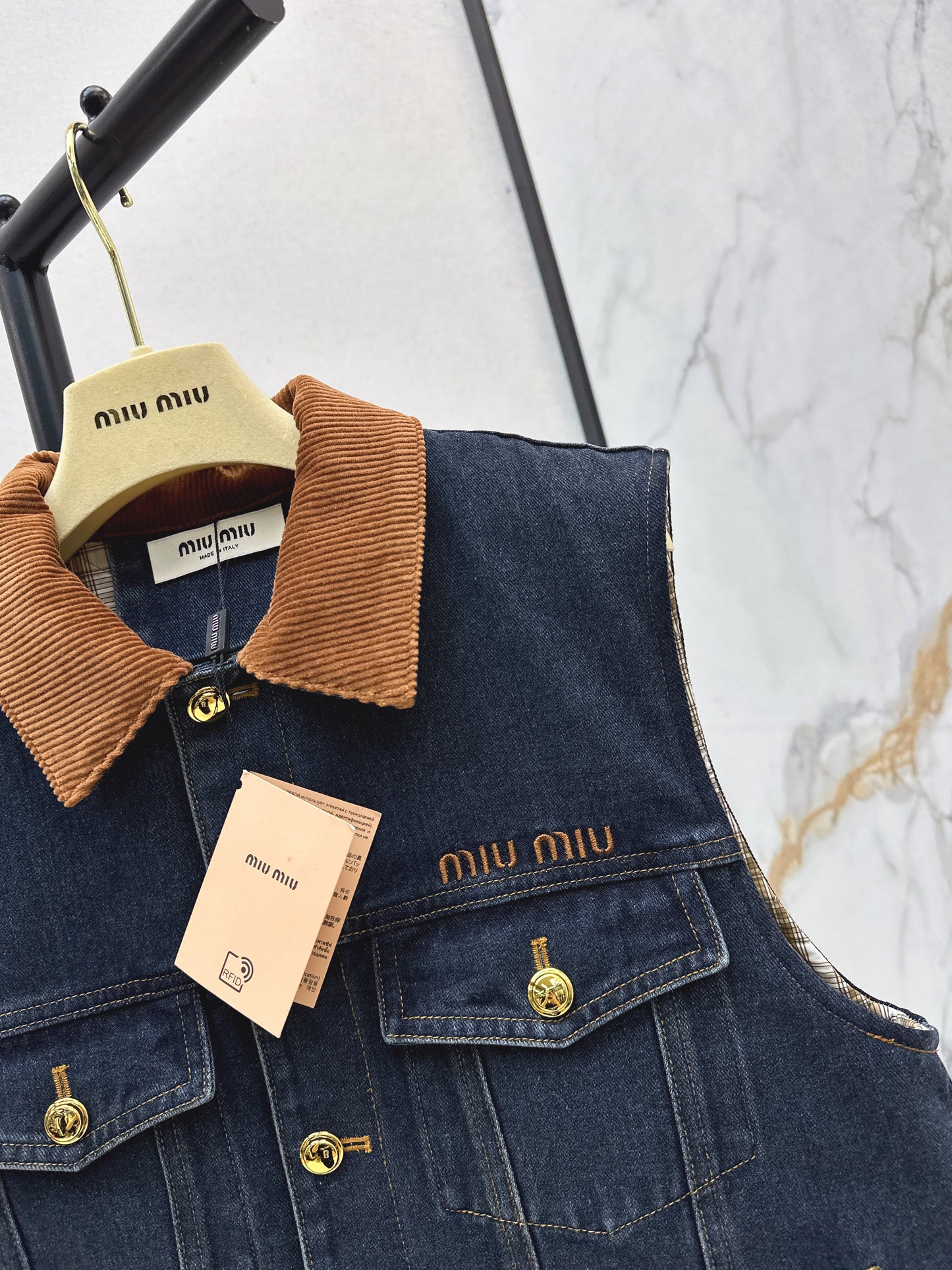 Mi 25 Lapel denim cotton vest jacket