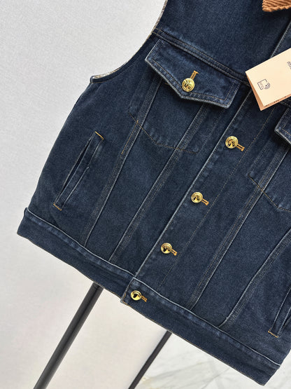 Mi 25 Lapel denim cotton vest jacket
