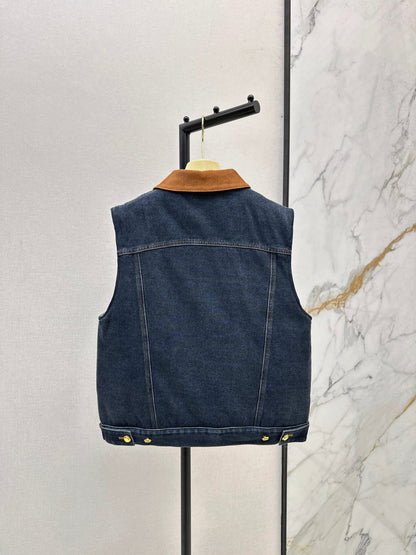 Mi 25 Lapel denim cotton vest jacket