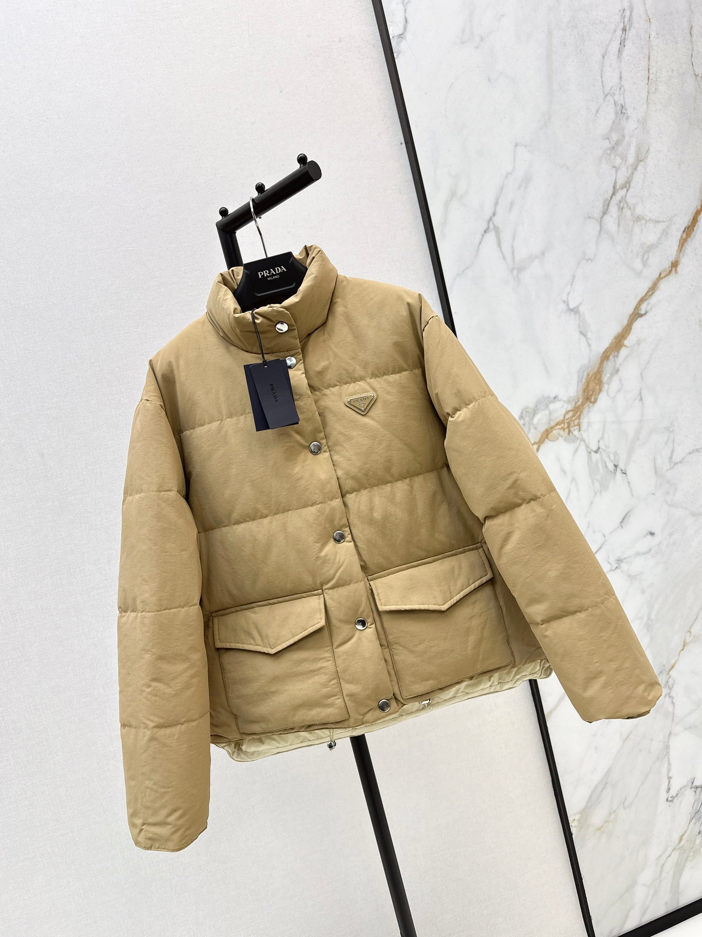 Pr 25 stand collar down jacket(KHAKI/BLACK)