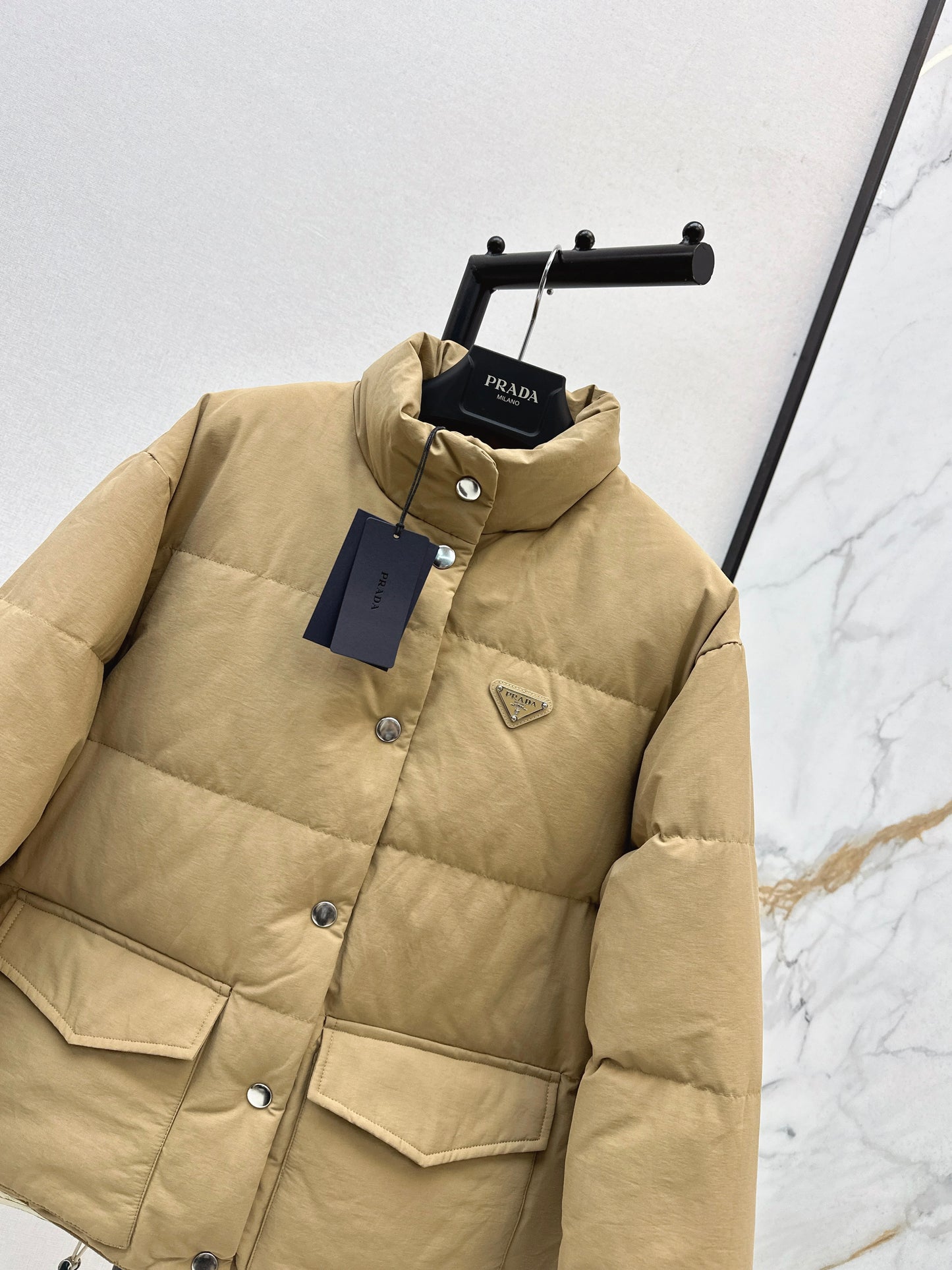 Pr 25 stand collar down jacket(KHAKI/BLACK)
